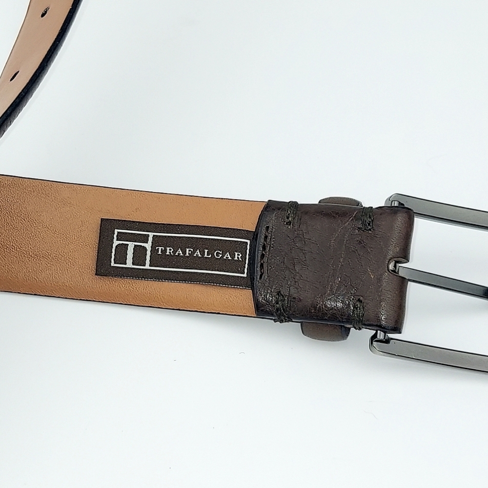 Trafalgar Men's Brown Leather Kane Belt 42 - Picture 7 of 9